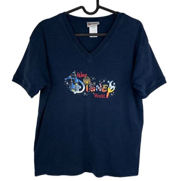 Disney Tops - Vintage Walt Disney World Logo Parks Shirt Women's Large Cartoon Glitter Castle